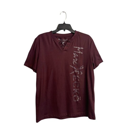 Marc Ecko Cut & Sew Mens T Shirt M Burgundy V Neck Graphic Logo Urban Streetwear - Picture 1 of 7